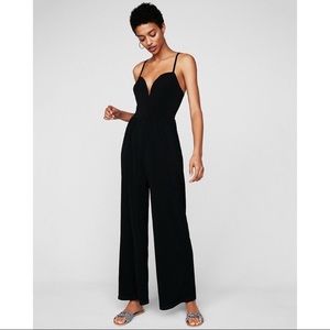 NWT Express Black Velvet V-Wire Cami Jumpsuit S